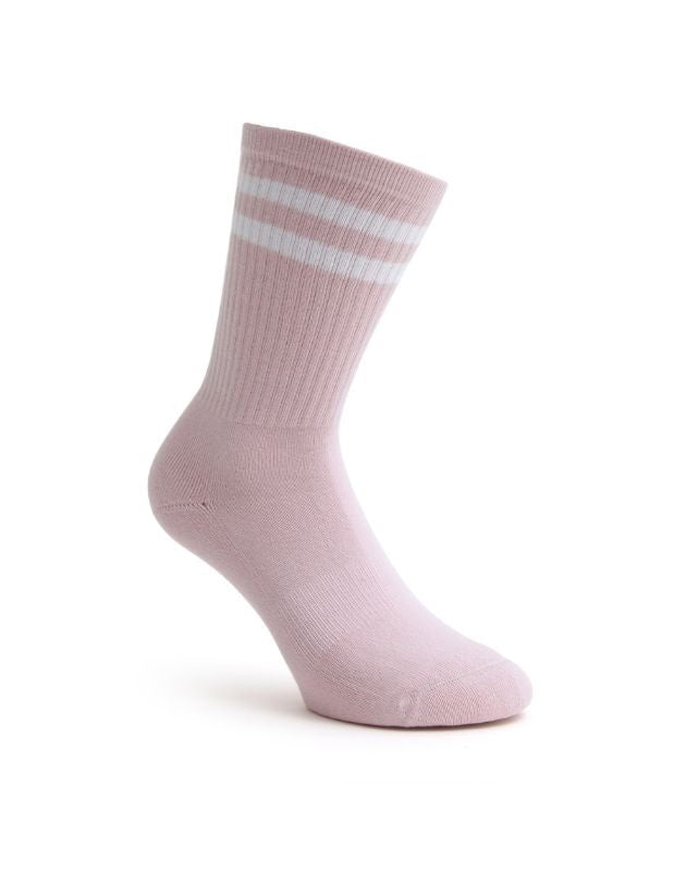 Kinder Sportsocken Soft Fraben Rosa mit Weiss Streifen Einzelpaar klassische Tennissocken