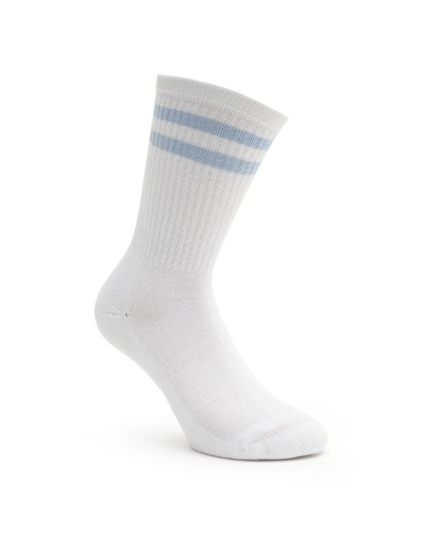Kinder Sportsocken Soft Farben Weiss mit Streifen Blau Baby  Einzelpaar klassische Tennissocken