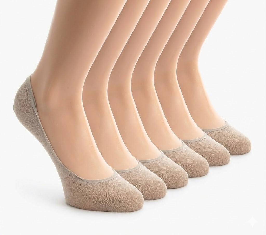 Unsichtbare Beige Baumwolle Füßlingsocken Damen nahtlos