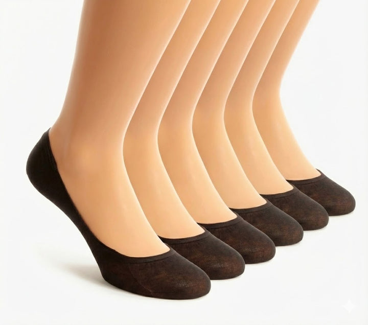 Unsichtbare schwarze Baumwolle Füßlingsocken Damen nahtlos