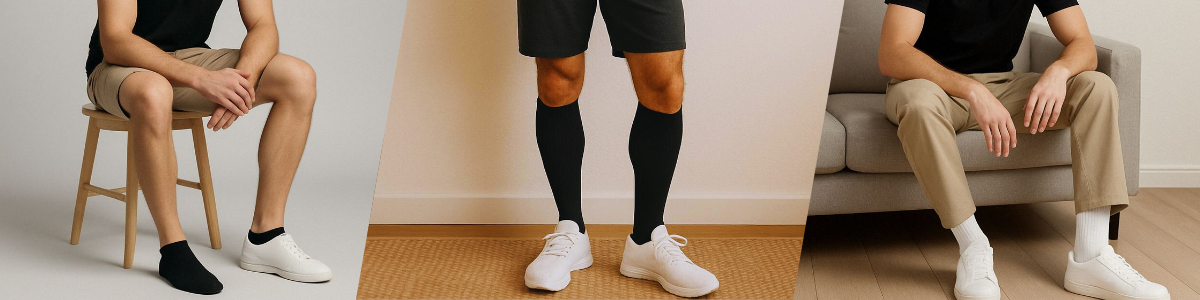 Mann trägt hochwertige Herrensocken von UMOR SOX