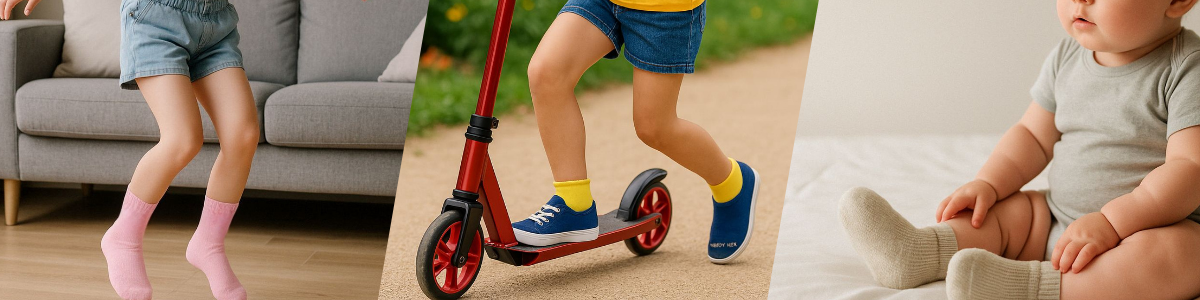 Kind trägt bequeme Kindersocken von UMOR SOX