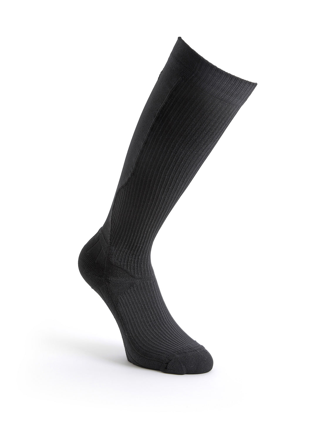 Schwarz TECH Running kniehohe Kompressionssocken für Marathon, Trail Running und lange Distanzen.