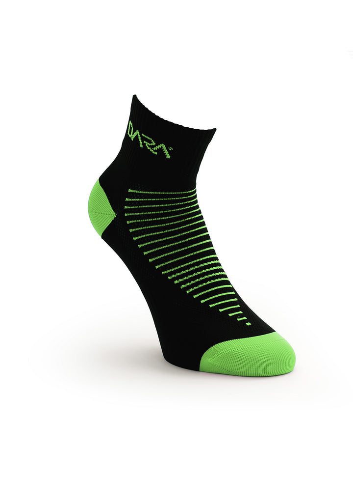  Quarter SporsSocken Technic im  Schwarz Grün – Performance Sportsocken