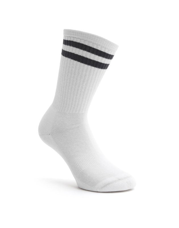 Sportsocken mit Streifen Schwarz Einzelpaar klassische Tennissocken