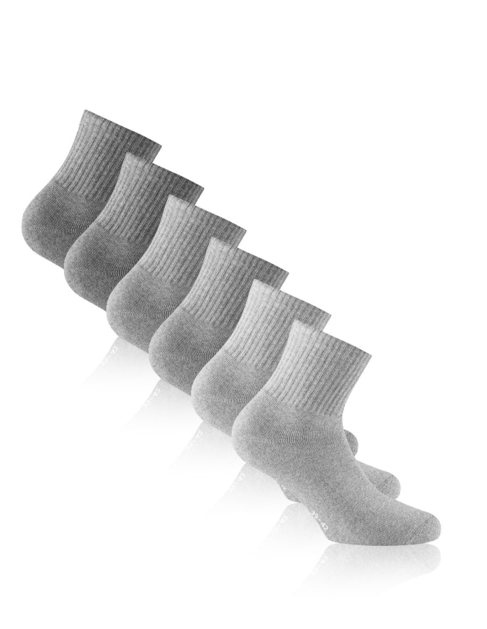 Sport Socken Quarter 3er Pack in Silber Mix – atmungsaktiv und stabil
