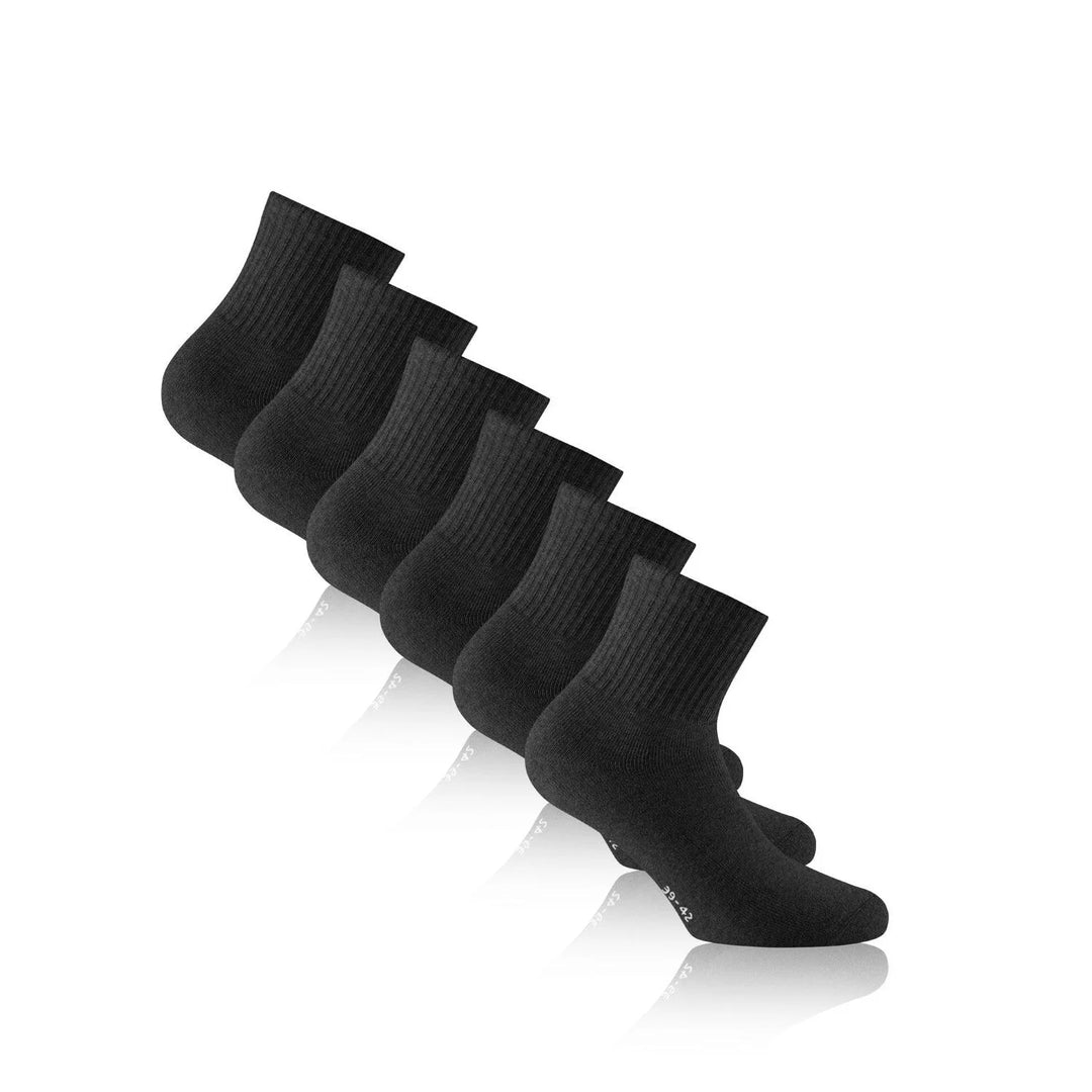 Sport Socken Quarter 3er Pack in Schwarz Mix – atmungsaktiv und stabil