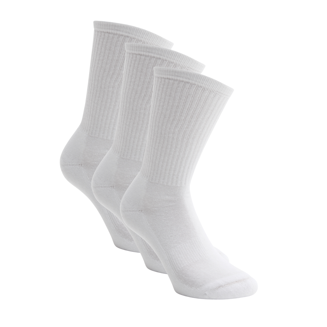 Sportsocken 3er Pack Weiss in klassische Höhe