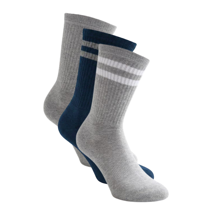 Sportsocken 3er Pack Farbe Mix mit Streifen in klassische Höhe